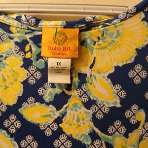 Ruby Rd. Navy, Yellow & White Floral Midi Dress